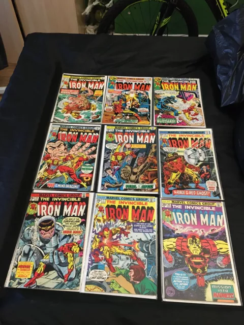Marvel Invincible Iron Man 9 Comic Joblot  High Grade Bronze Age 25 cents
