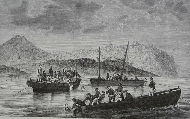 NAVY: Discovery of the remains of the SHIPWRECK of La Pérouse - 19th century board