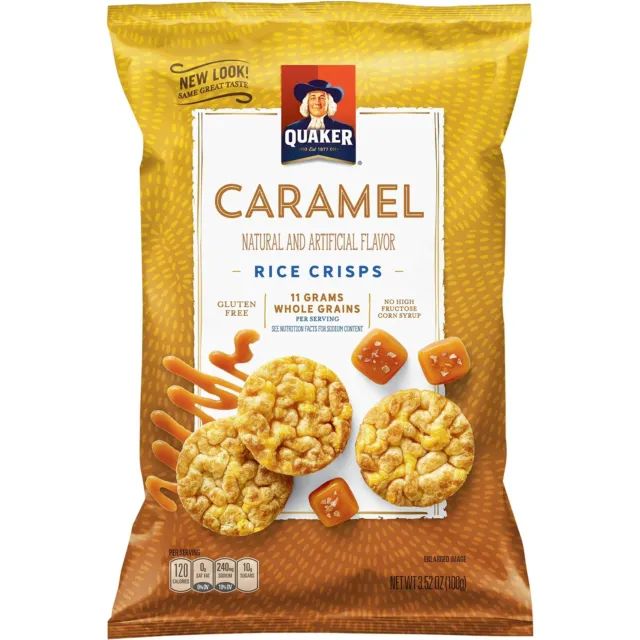 Quaker Rice Crisps Caramel Corn Popped Snack Gluten Free 3.52 Oz. (6 Pack)