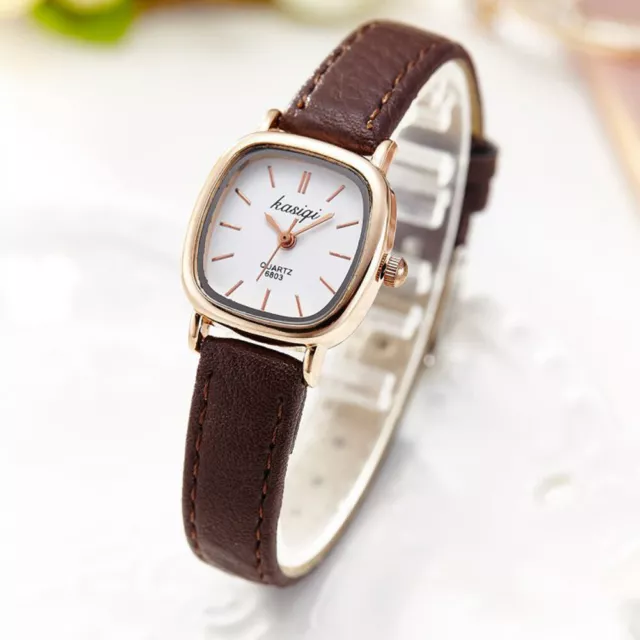 Fashion Square Watch Leather Strap Women Stainless Steel Quartz Watch Luxury 3