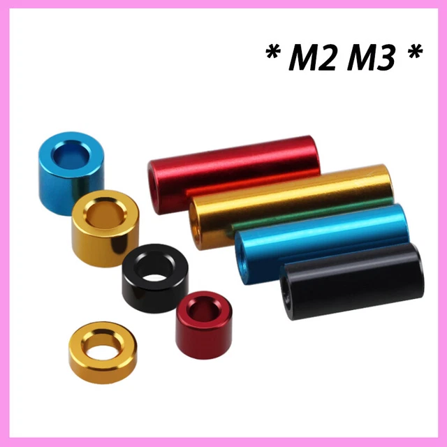 Aluminium Stand Off Spacers Collar Bonnet Raiser Bushes Washers M2 M3 2mm-15mm