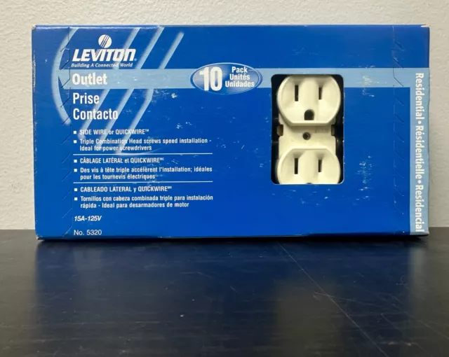 NIB 10-PK Leviton IVORY Duplex Receptacle Outlet 15A (LOT OF 4)