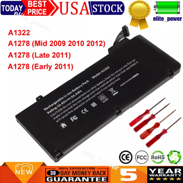 For Apple MacBook Pro 13''Mid 2009 2010 2012 Early/Late 2011 A1278 A1322 Battery