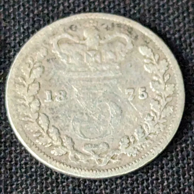 1875 Great Britain Three Pence - Queen Victoria - 925 Silver