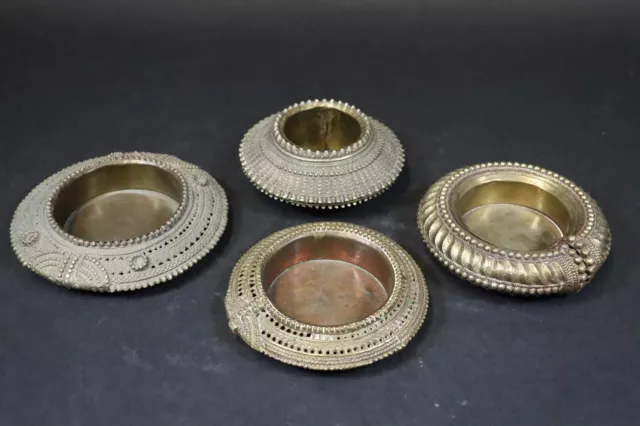 4x altes Bronze Tempel Opfergefäß Südostasien (FI215)