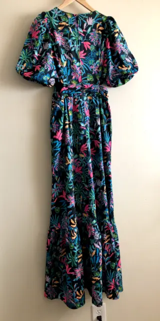 NWT Lilly Pulitzer Sz 0 Maxi Dress Floral Print Cutouts Onyx Paradise Glow $298 2