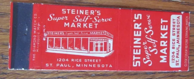 Steiner's Supermarket Matchbook Cover: St. Paul, Minnesota Empty Matchcover -D9