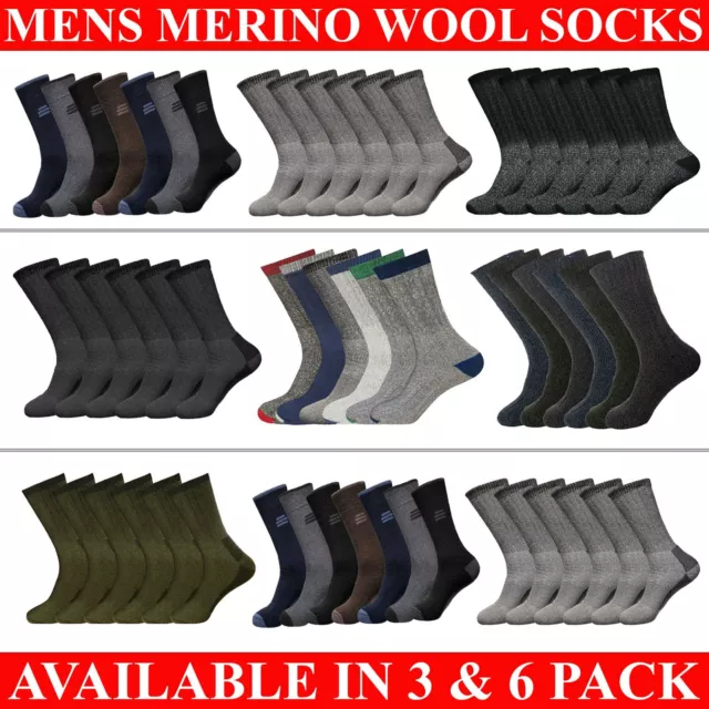 Mens Merino Wool Socks Heavy Duty Thermal Outdoor Winter Work Hiking Boot Sock