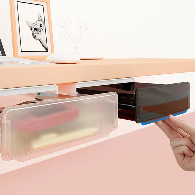 1pc Under Desk Drawer Hidden Organizer Slide Out for Desktop Drawer Sundries