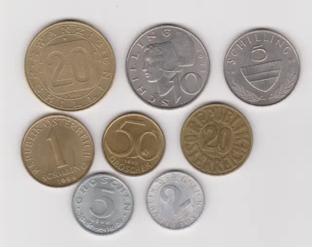 Austria Set of 8 Coins (1952-94) 20/10/5/1 Schilling 50/20/5/2 Groschen | Austri