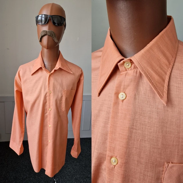 Camicia vintage anni 60/70 stile gentiluomo | XL | Cotone arancione mod discoteca BC62