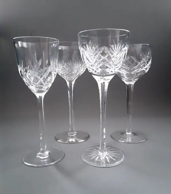 Konvolut vier antike Kristall Weingläser original aus der Zeit von 1900 - 1960