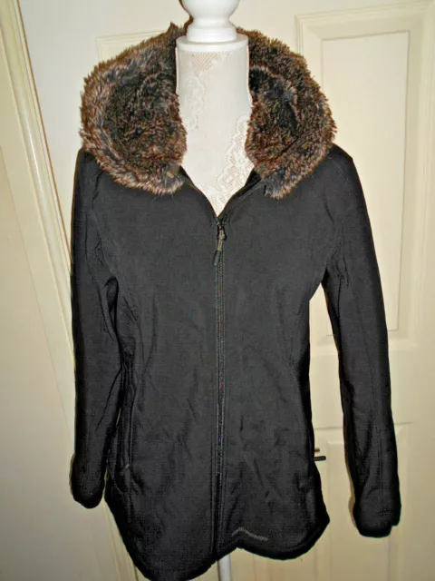 AYACUCHO BLACK Faux Fur Hooded Husky Jacket Size Uk 12 14 Excellent Cond 25.00 PicClick UK