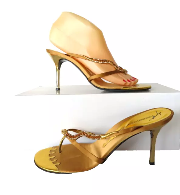 Giuseppe Zanotti Women 39 8 Swarovski Gold Snake Heels Sandals Pumps Stilettos