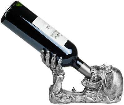 Portabottiglie di Vino Figurina Teschio Divertente Skull Argento Portavino