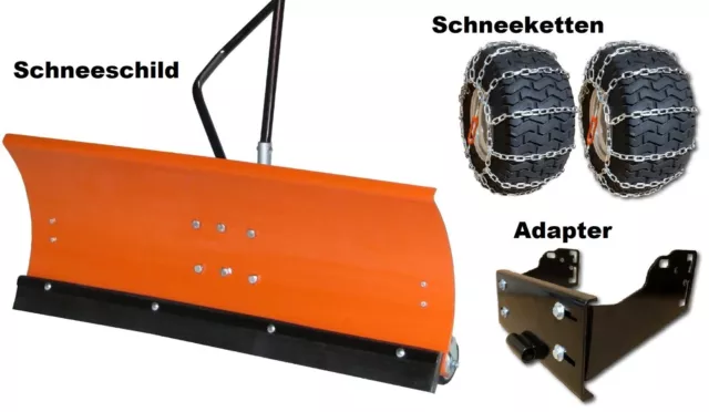 Schneeschild für Rasentraktor 120 x 40 cm Premium, Schneeketten oder Adapter