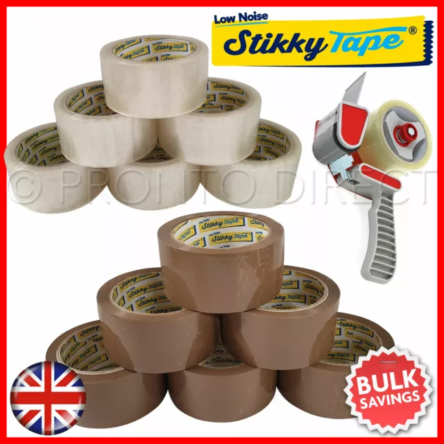 Low Noise Parcel Packing Tape Brown Clear 48mm x 66M Premium Stikky Tape
