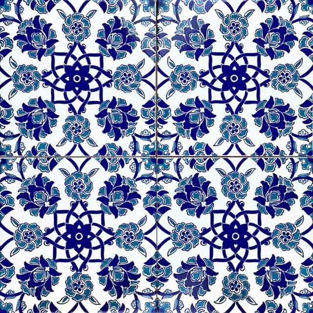 Azulejos Cerámica Iznik Con Patrón Floral 20x20 Ideal para Cocina Baño – Aysu