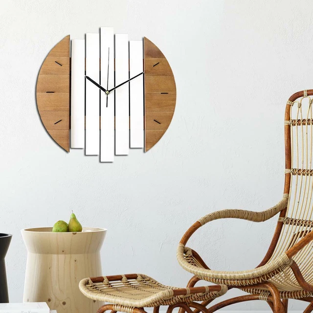 Horloge Murale en Bois Steampunk 12 Pouces Ronde Rustique Salon Chambre Maison
