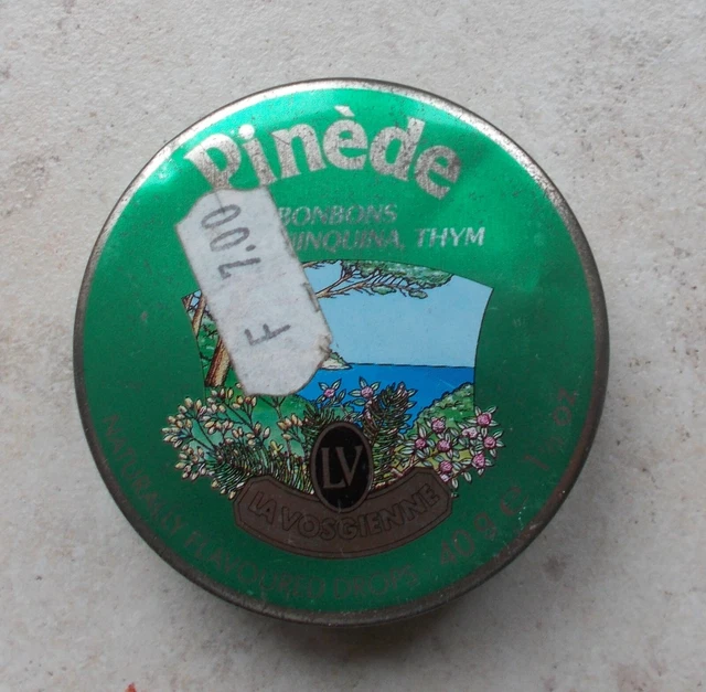 Old tin box Pinède de La Vosgienne ad France vintage vtg candy
