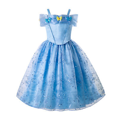 Girls Cinderella Princess Fancy Dress Cosplay Party Costume Disney Outfits 150cm