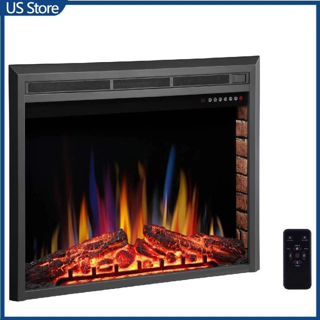 36& ELECTRIC FIREPLACE Insert,Recessed Electric Stove Heater,w/Timer