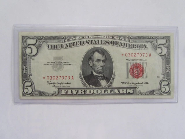 **RARE** 1963 $5 Dollar Red Seal **STAR NOTE**