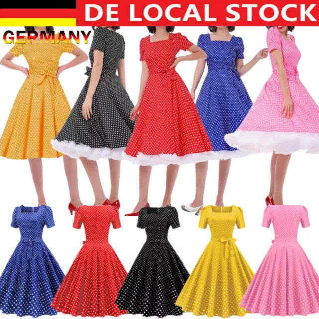 Damen Rtro Rockabilly Petticoat 50er 60er Partykleid Abend Vintage Swing Kleid !