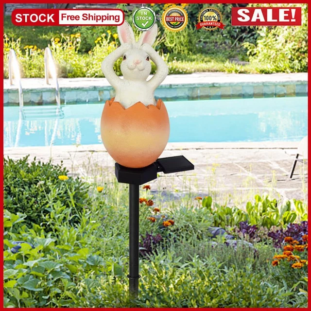 NEW SOLAR POWERED Rabbit Figurine Ground Inserted Lights Resin LED ...