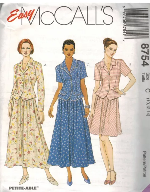 8754 UNCUT McCalls SEWING Pattern Misses Jacket Pull on Skirt Career OOP SEW FF