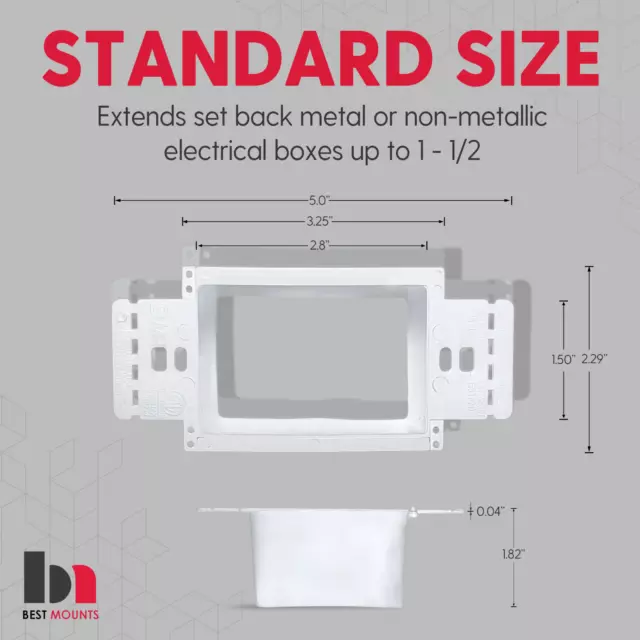 Electrical Power Outlet Box Extender Kit - Single Gang Box Extender - 5 Pack 3