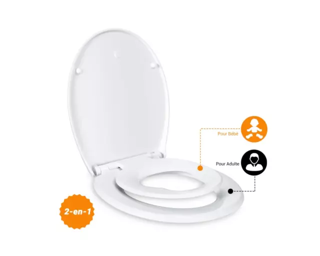 DEMBEXO® - ABATTANT WC avec Frein de chute - Lunette de toilette Clipsable  - Fe EUR 48,69 - PicClick FR