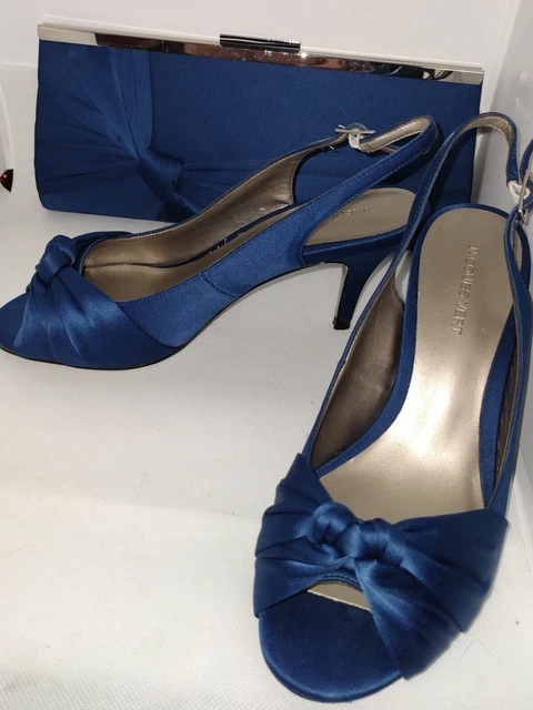 JACQUES VERT BLUE Knot Pleat Shoes And Matching Bag Uk Eur 37