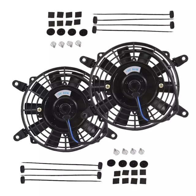 Universal 2x7" Elektrische Lüfter Kits Kühlerlüfter Ziehen/Schieben 12V 90W