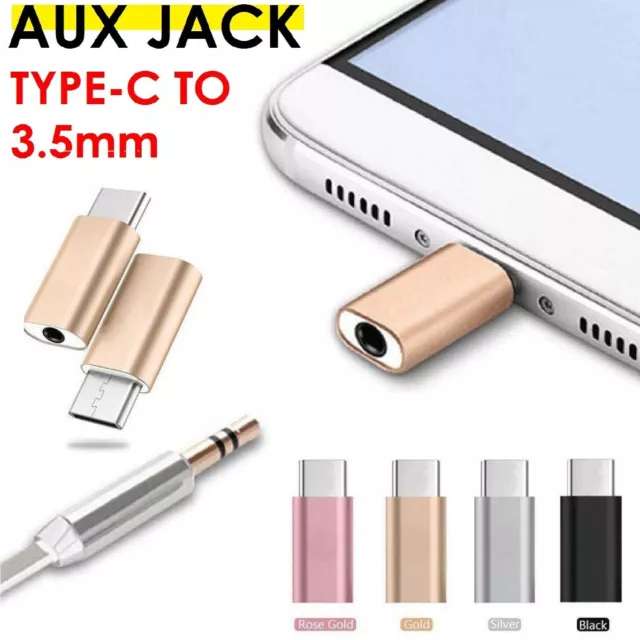 USB Type C TO 3.5mm Female Headphone Jack Adapter AUX Stereo Speaker Audio Jack