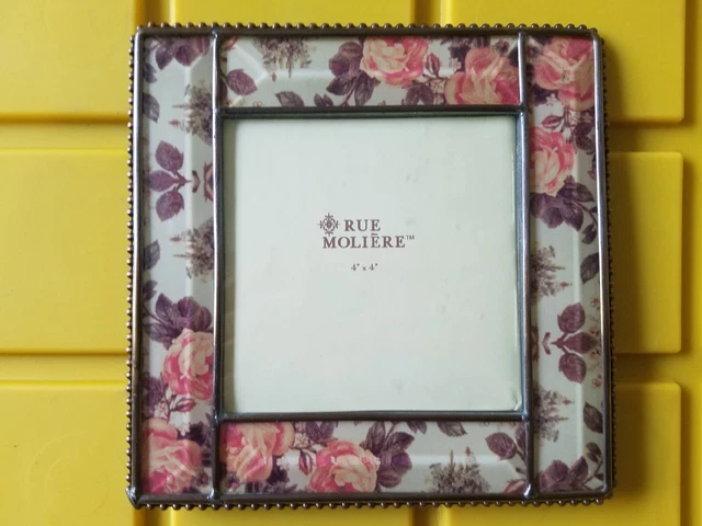 Rue Moliere Gorgeous copper tone Metal Picture Frame Flowers & jewels