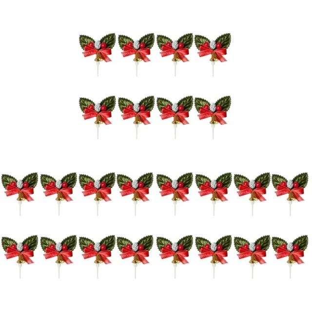 3x Vacaciones Cupcake Picks Red Berry Células madre Navidad Cupcake Picks