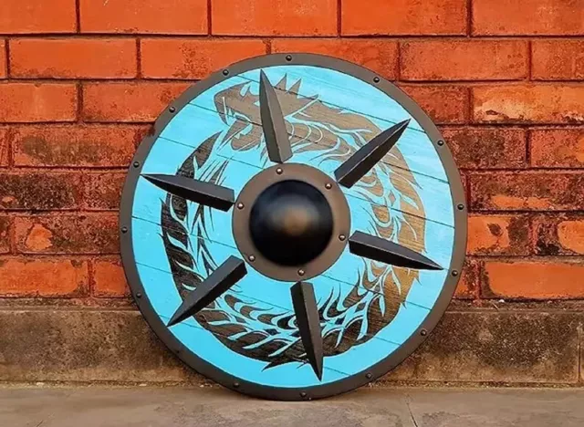 Ouroboros Battleworn Viking Shield | Wooden Cosplay Shield | Medieval Round Wood