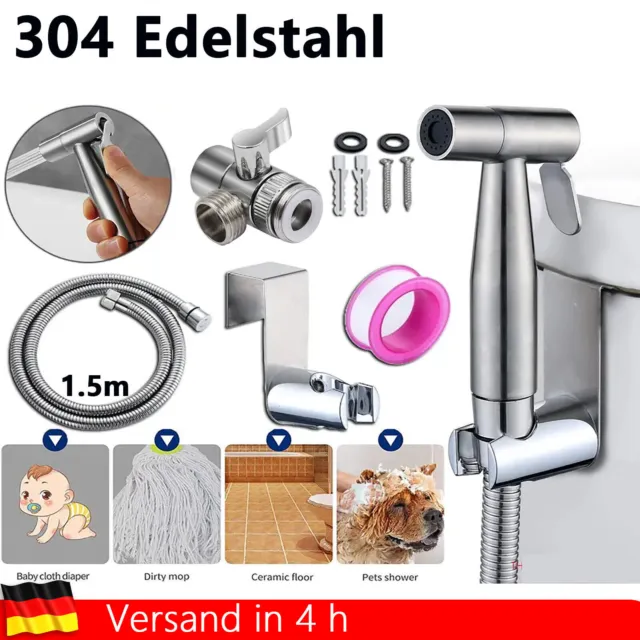 Edelstahl Bidet Brause mit Halter WC Hand Duschkopf Intim Hygiene Dusche Bad Set