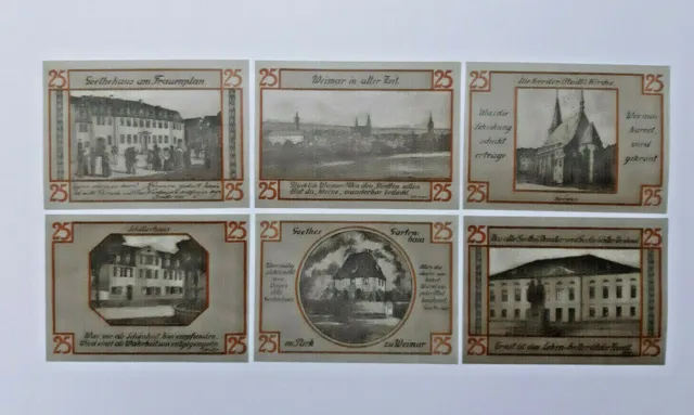 WEIMAR NOTGELD 6x 25 PFENNIG 1921 EMERGENCY MONEY GERMANY BANKNOTES (13711)