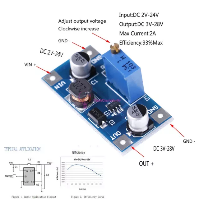 2A 2V-24V to 3v 5v 6v 9v 12v 19v DC-DC Boost Step up Volt Converter Power Supply