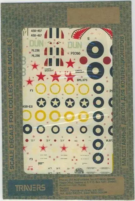 1/72 Supermarine Spitfire Mk. I,Vb/c,VIII,IX-RAF,RAAF,USAAF,USSR Decals- Travers