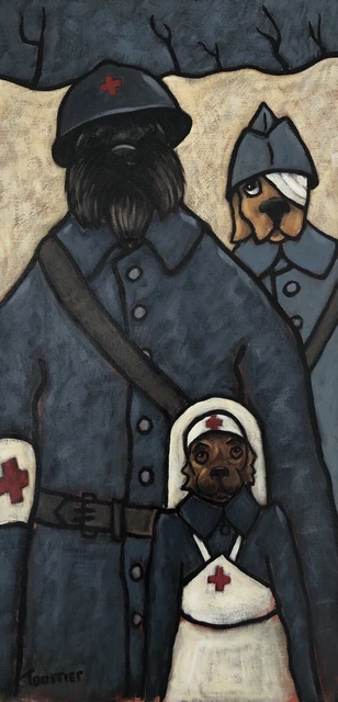 Tableau Guerre 14-18 Chiens Service de Santé Tourrier