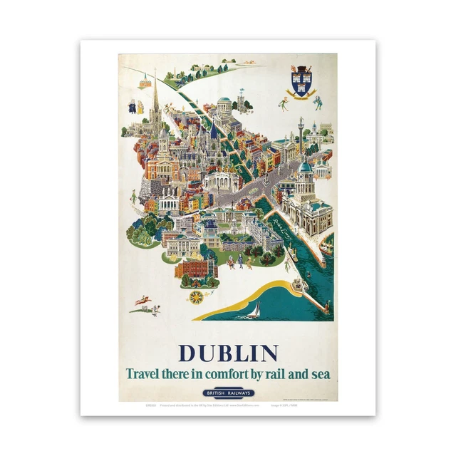 DUBLIN MAP British Railways 28x35cm Art Print by Vintage Railway
