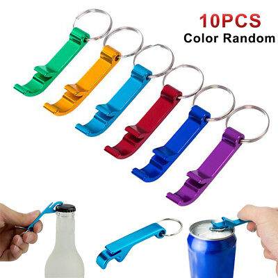 10Pcs Bottle Opener Key Ring Chain Keyring Keychain Metal Beer Bar Tools Claw US
