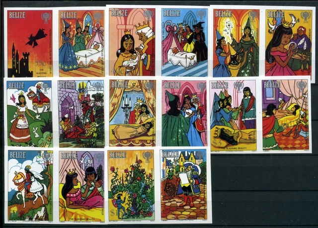 Belize 518-525 B postfrisch mit Zierfeld, Märchen #JM205