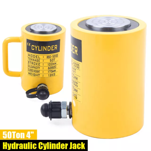50 Ton Hydraulic Cylinder Jack Single Acting Solid Hydraulic Ram 4"/100mm Stroke