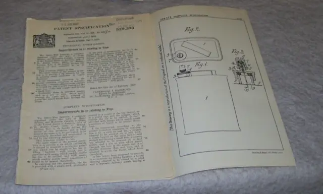 Improvements In Lighter Fuel Tins Patent Shell-Mex & Carmel London Ec3 1929