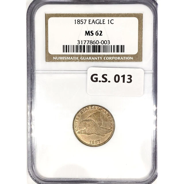 1857 Flying Eagle Cent Coin NGC MS62