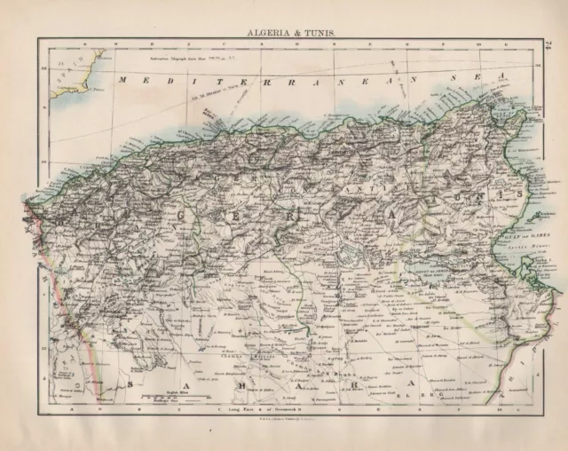 1899 Victorian Map ~ Africa ~ Algeria & Tunis